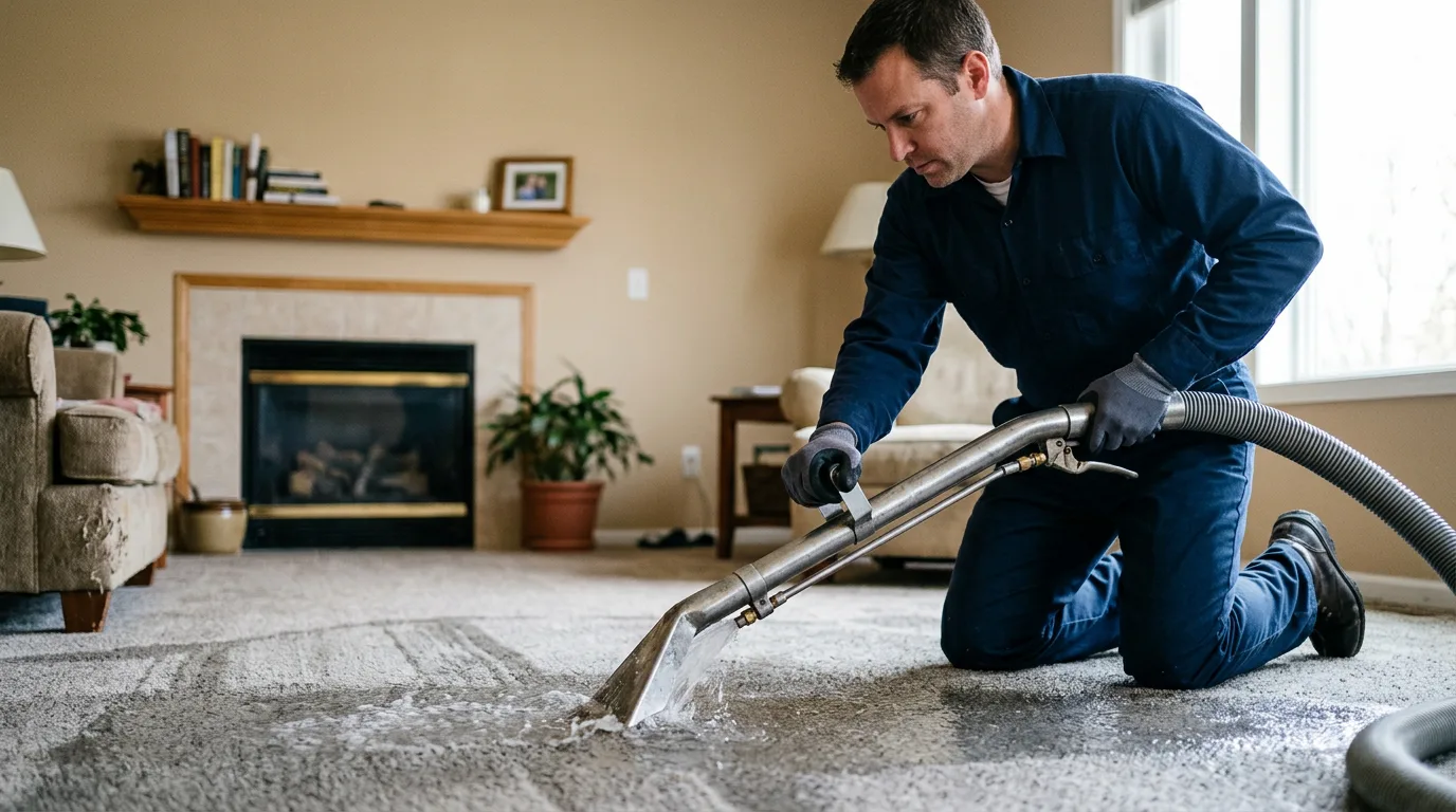 Water damage restoration technician working near Sedley, VA